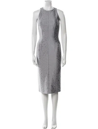 Pre-owned Safiyaa Crew Neck Midi Length Dress In Purple