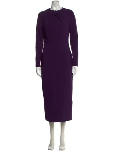 Pre-owned Safiyaa Crew Neck Midi Length Dress In Purple