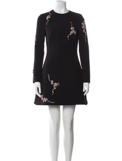 Pre-owned Safiyaa Crew Neck Mini Dress In Black