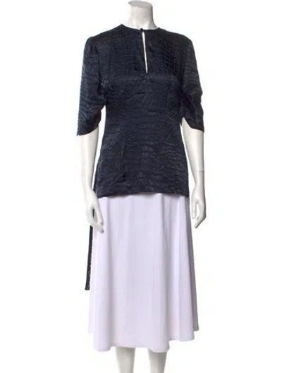 Pre-owned Safiyaa Crew Neck Three-quarter Sleeve Tunic W/ Tags In Blue