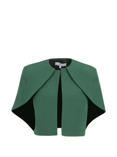 Safiyaa Cropped Layered-detail Cape In Green