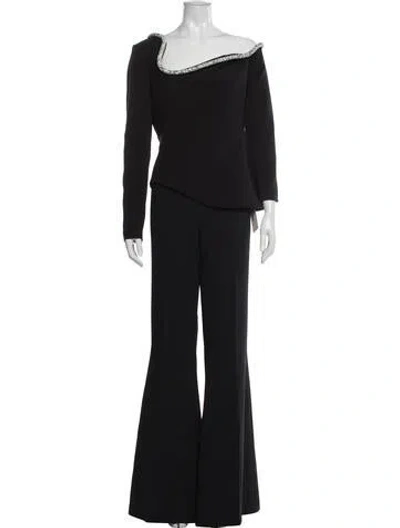 Pre-owned Safiyaa Crystal Embellishments Pantsuit W/ Tags In Blue