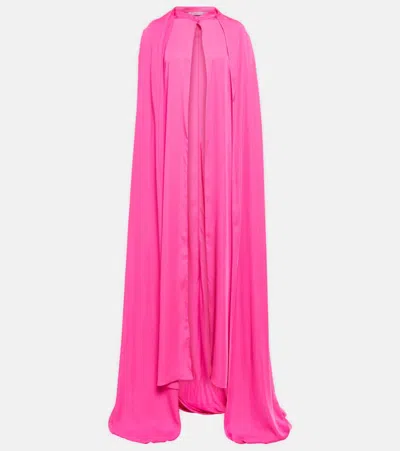 Safiyaa Draped Chiffon Cape Gown In Pink