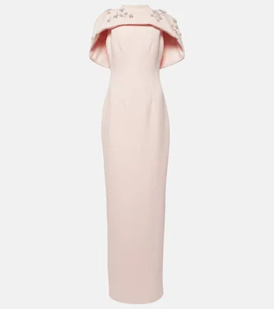 Safiyaa Embellished Caped Crêpe Gown In Pink
