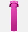 Safiyaa Embellished Caped Gown In Purple