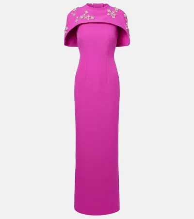Safiyaa Embellished Caped Gown In Purple