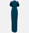 Safiyaa Embellished Crêpe Gown In Blue