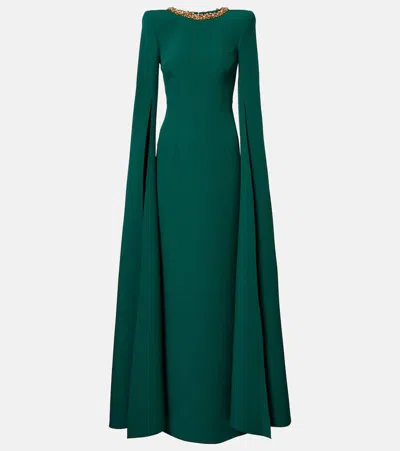 Safiyaa Embellished Crêpe Gown In Green