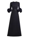 Safiyaa Embellished Ruffle-sleeve Gown In Black