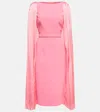 Safiyaa Essiah Pleated Satin-paneled Crepe Midi Dress In Begonia Pink On Aurora