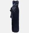 Safiyaa Eymen Draped Crushed Satin Gown In Blue