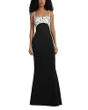 Safiyaa Ezda Sleeveless Sequin Gown In Ivory On Black
