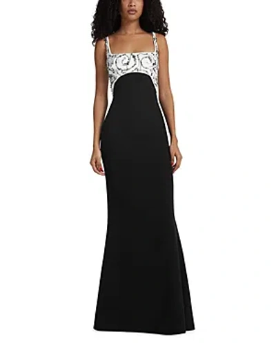 Safiyaa Ezda Sleeveless Sequin Gown In Ivory On Black