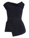 Safiyaa Farrah Asymmetric-hem Peplum Blouse In Blue