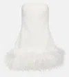 Safiyaa Rowan Strapless Feather-trimmed Stretch-crepe Mini Dress In White