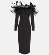 Safiyaa Midikleid Mit Federn In Black On Black