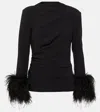 Safiyaa Feather-trimmed Top In Black