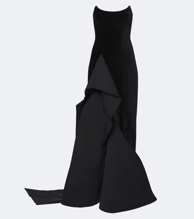 Safiyaa Fianne Velvet And Faille Corset Gown In Black