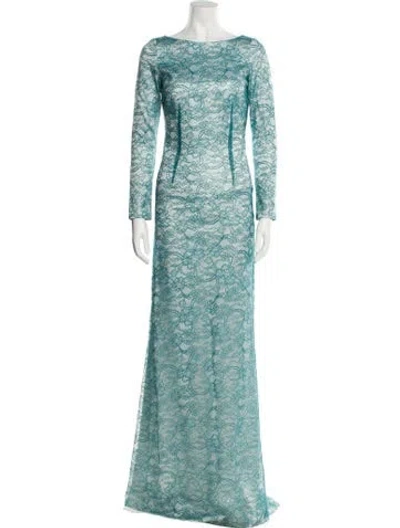 Pre-owned Safiyaa Floral Print Long Dress In Blue