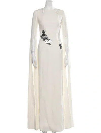 Pre-owned Safiyaa Floral Print Long Dress In Neutrals