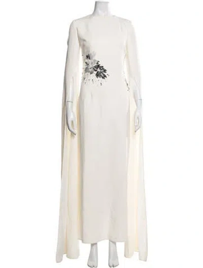Pre-owned Safiyaa Floral Print Long Dress In Neutrals