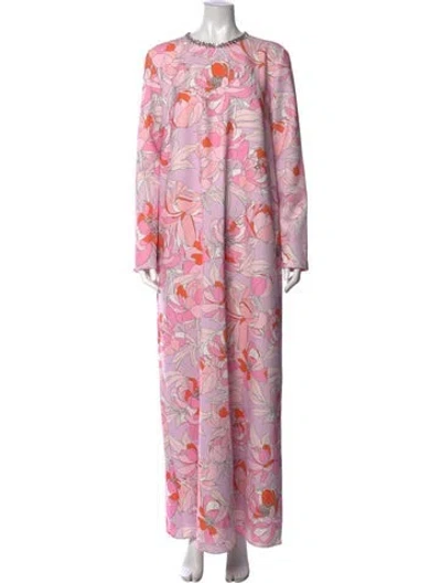 Pre-owned Safiyaa Floral Print Long Dress In Pink