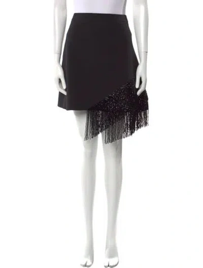 Pre-owned Safiyaa Fringe Trim Accent Mini Skirt W/ Tags In Black