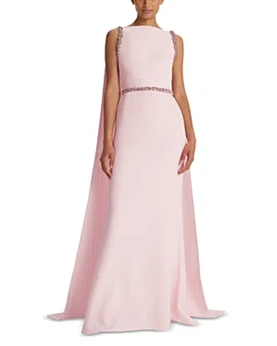 Safiyaa Ginevra Cape Gown In Barely Pink