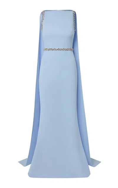 SAFIYAA GINEVRA CRYSTAL-EMBELLISHED STRETCH-CREPE GOWN