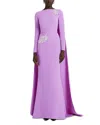 Safiyaa Stretch-crepe Embellished Ginevra Gown In Lupine W/ Silver
