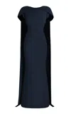 Safiyaa Ginkgo Stretch-crepe Cape Gown In Navy