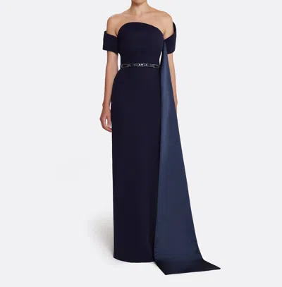 Safiyaa Giorgia Off The Shoulder Gown In Blue