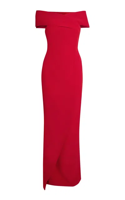 Safiyaa Gokce Off-the-shoulder Crepe Gown In Red