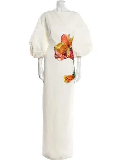 Pre-owned Safiyaa Graphic Print Long Dress W/ Tags In Neutral