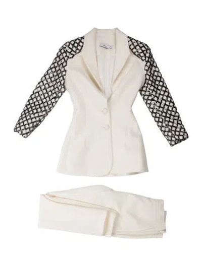 Pre-owned Safiyaa Graphic Print Pant Set In White