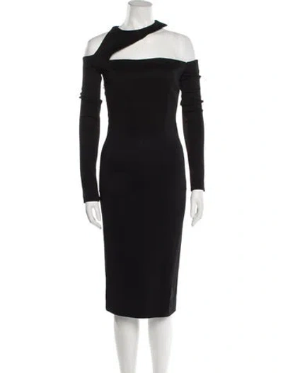 Pre-owned Safiyaa Halterneck Knee-length Dress In Black