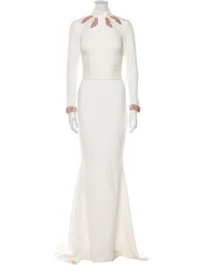 Pre-owned Safiyaa Halterneck Long Dress In Neutral