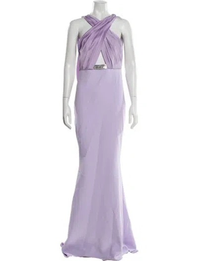 Pre-owned Safiyaa Halterneck Long Dress In Purple