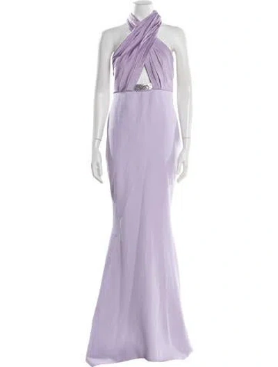 Pre-owned Safiyaa Halterneck Long Dress In Purple
