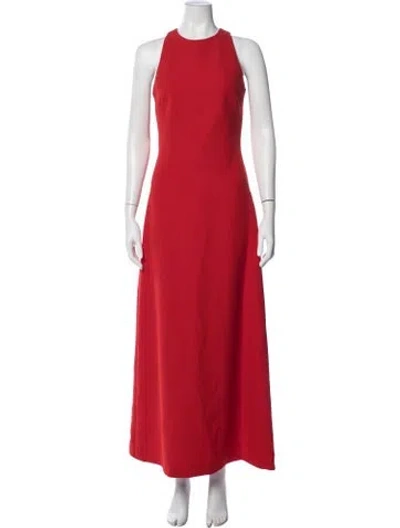 Pre-owned Safiyaa Halterneck Long Dress In Red