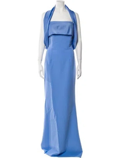 Pre-owned Safiyaa Halterneck Long Dress W/ Tags In Blue