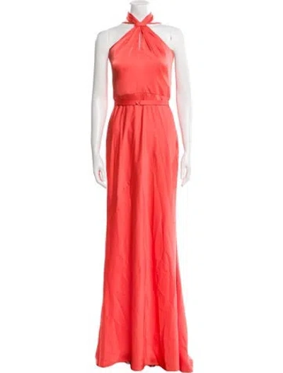 Pre-owned Safiyaa Halterneck Long Dress W/ Tags In Orange