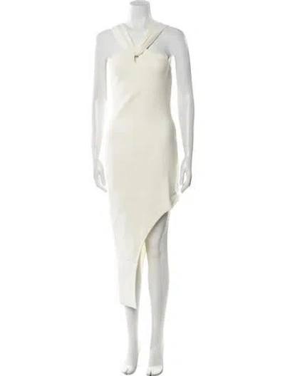 Pre-owned Safiyaa Halterneck Long Dress W/ Tags In White