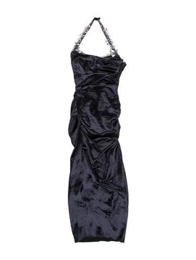 Pre-owned Safiyaa Halterneck Midi Length Dress In Blue