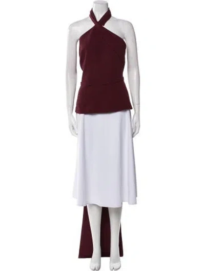 Pre-owned Safiyaa Halterneck Sleeveless Tunic In Burgundy