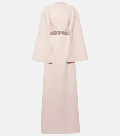 Safiyaa Harper Embellished Caped Gown In Pink