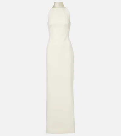 Safiyaa Holliana Satin-trimmed Crêpe Gown In White