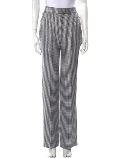 Pre-owned Safiyaa Houndstooth Print Straight Leg Pants In Black