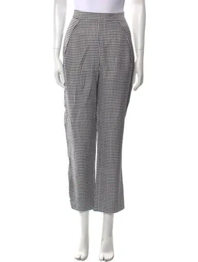 Pre-owned Safiyaa Houndstooth Print Straight Leg Pants In Black