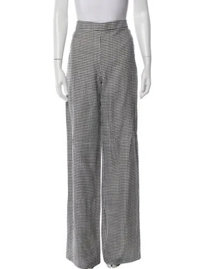 Pre-owned Safiyaa Houndstooth Print Wide Leg Pants In Multicolor